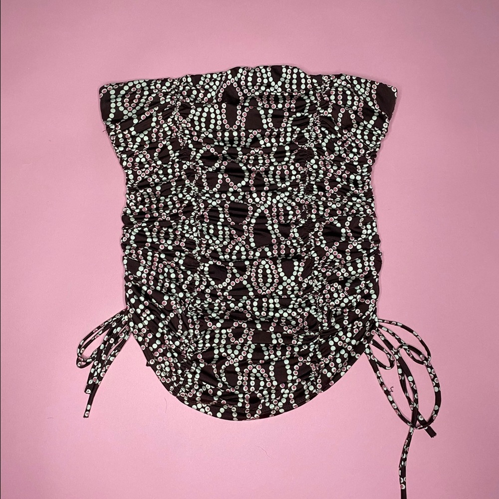 y2k ruched slinky brown tube top
